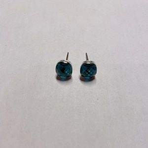 Cushion cut Teal Swarovski Earrings
